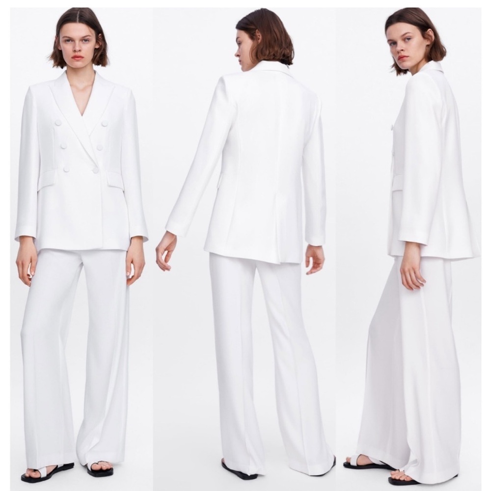 14. Zara White Double Breasted Tuxedo Jacket Blazer
